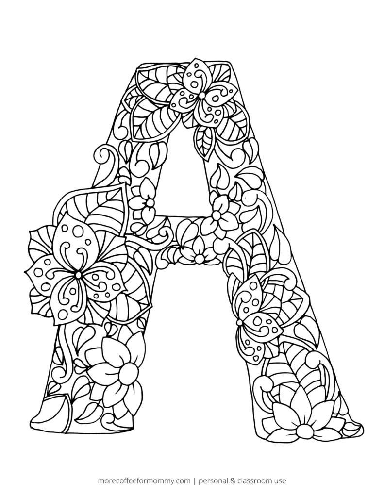 Free printable alphabet coloring pages â more coffee for mommy
