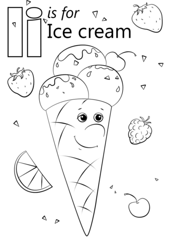 Letter i is for ice cream coloring page free printable coloring pages