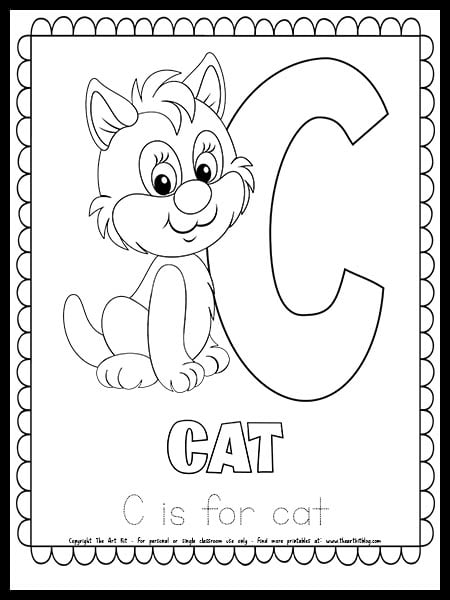 Letter c is for cat free printable coloring page â the art kit