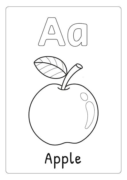Premium vector alphabet letter a for apple coloring page for kids