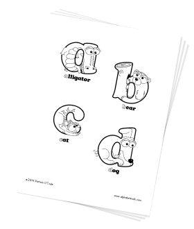Printable coloring pages lowercase letters animals