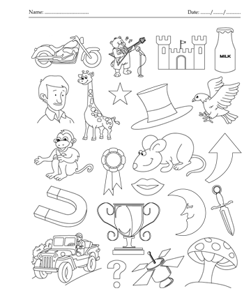 Color the picture which start with letter m printable coloring worksheet