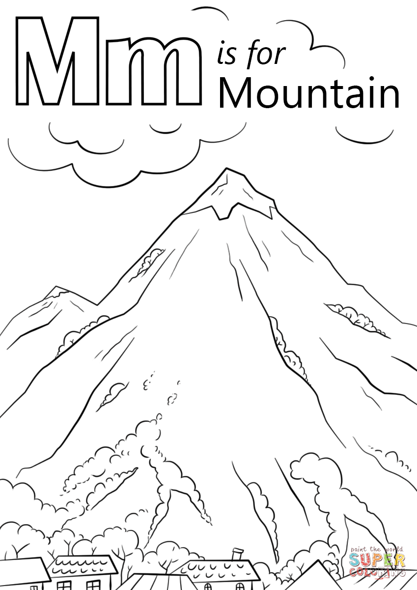 Letter m is for mountain coloring page free printable coloring pages