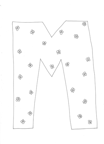 Capital letter m floral pattern colouring page teaching resources