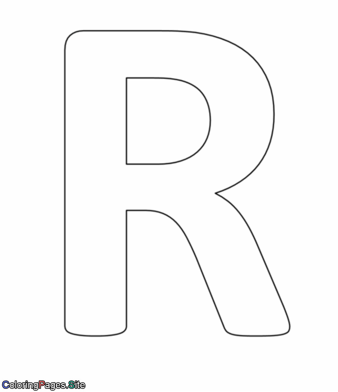 R letter alphabet coloring page
