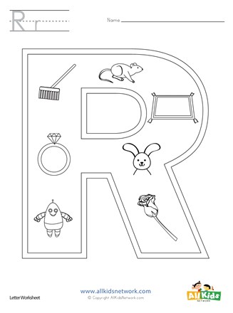 Letter r coloring page all kids network