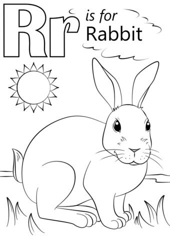 Letter r is for rabbit coloring page free printable coloring pages