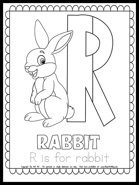 Letter r is for rabbit free printable coloring page â the art kit