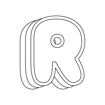 Premium vector coloring page with letter r for kids