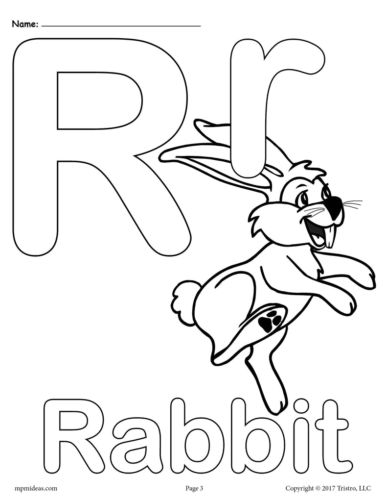 Letter r alphabet coloring pages