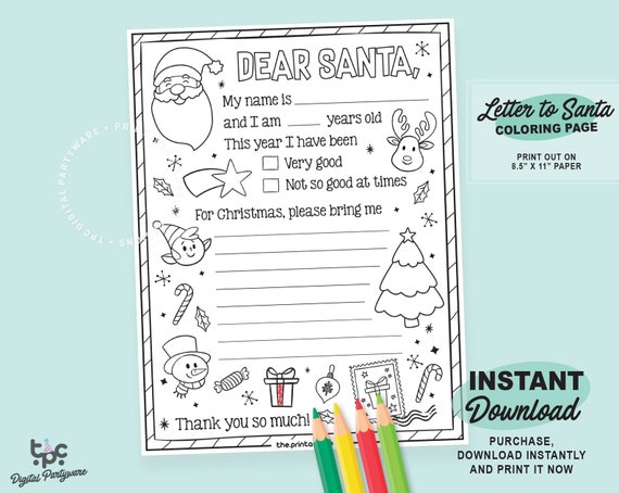 Letter to santa coloring page printable dear santa letter christmas wish list christmas coloring christmas kids activity template
