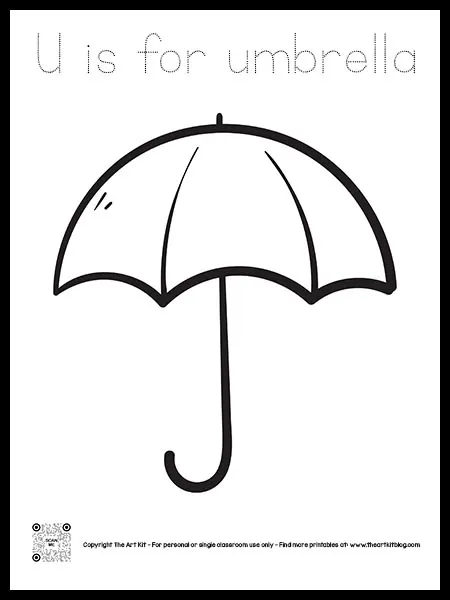 Letter u is for umbrella coloring page dotted font â the art kit