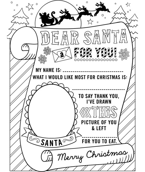 Wish list to santa coloring page