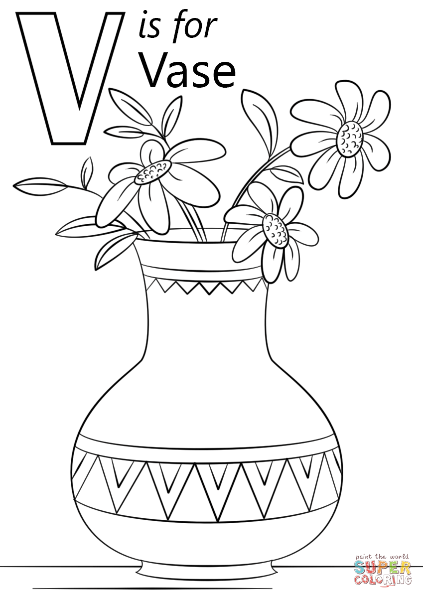 Letter v is for vase coloring page free printable coloring pages alphabet coloring pages letter v crafts letter a coloring pages