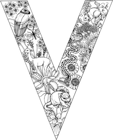 Letter v with animals coloring page alphabet coloring pages coloring pages free printable coloring pages