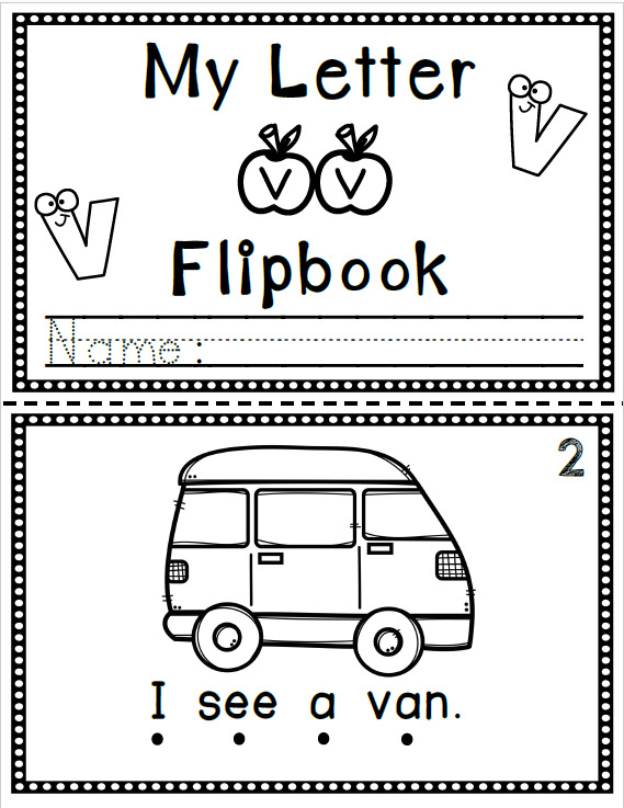 My letter v flip book flipbook