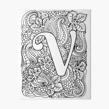 Adult coloring page monogram letter v poster for sale by mamasweetea