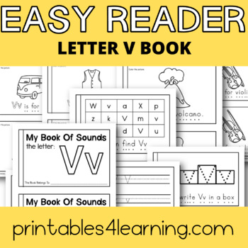 Letter v emergent reader coloring book by printables learning tpt
