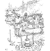 Lewis and clark by a campfire coloring pages