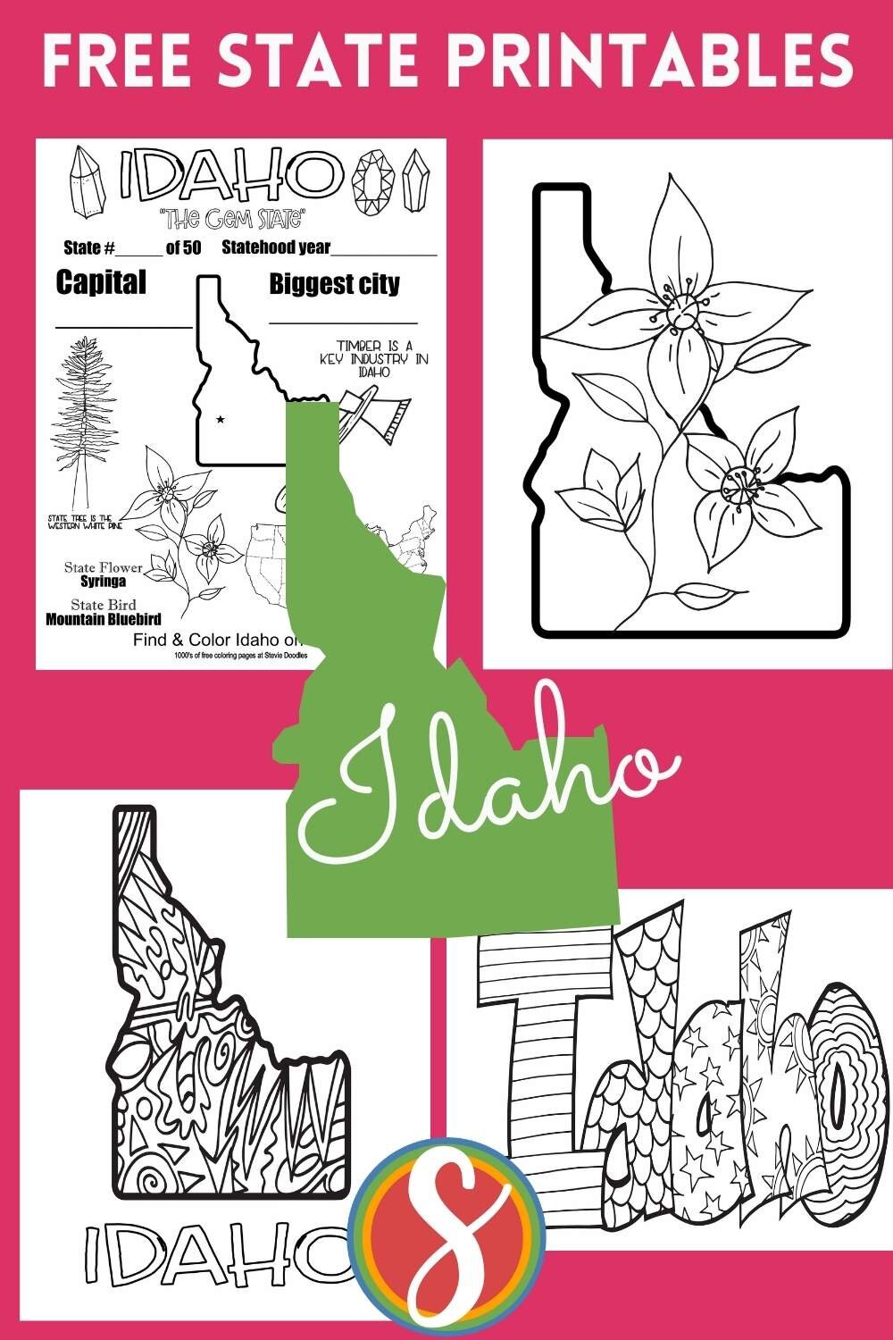 Free idaho coloring pages â stevie doodles