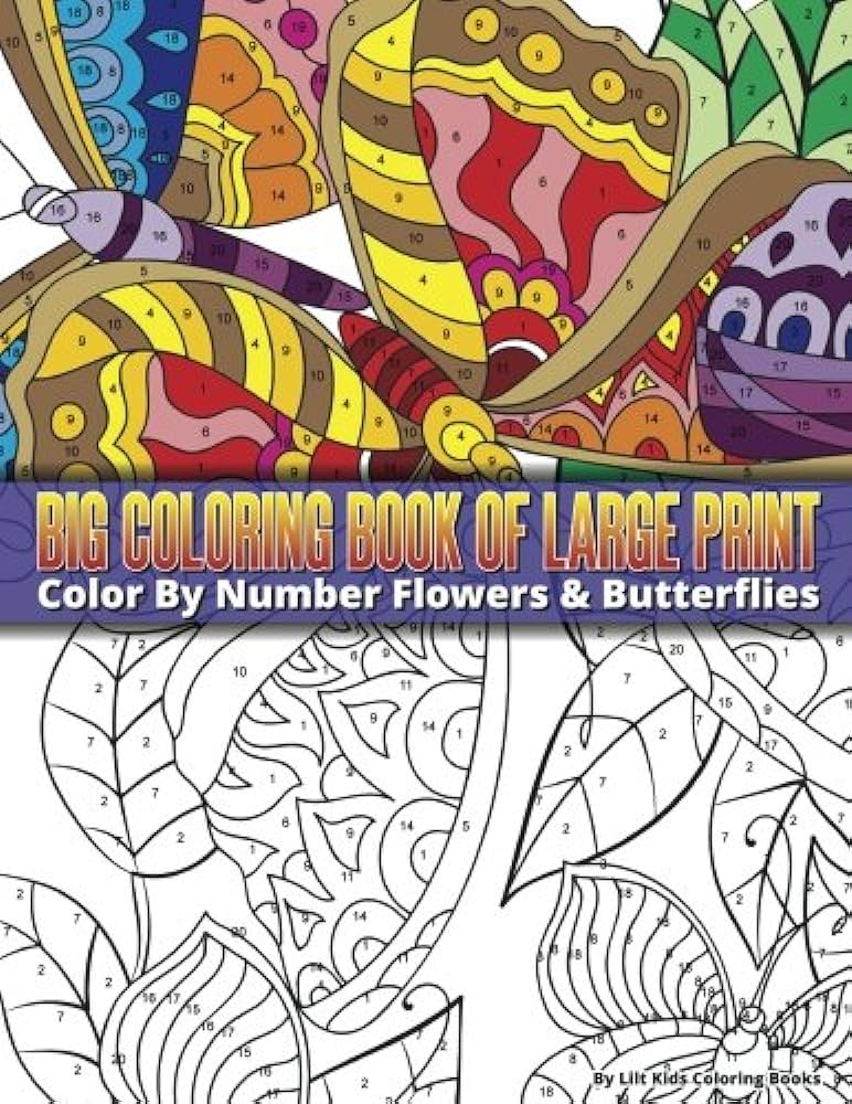 Color por nãºmero grande butterflies flowers big libro para colorear premium adultos libros de pintar de impresiãn volumen coloring books lilt kids libros