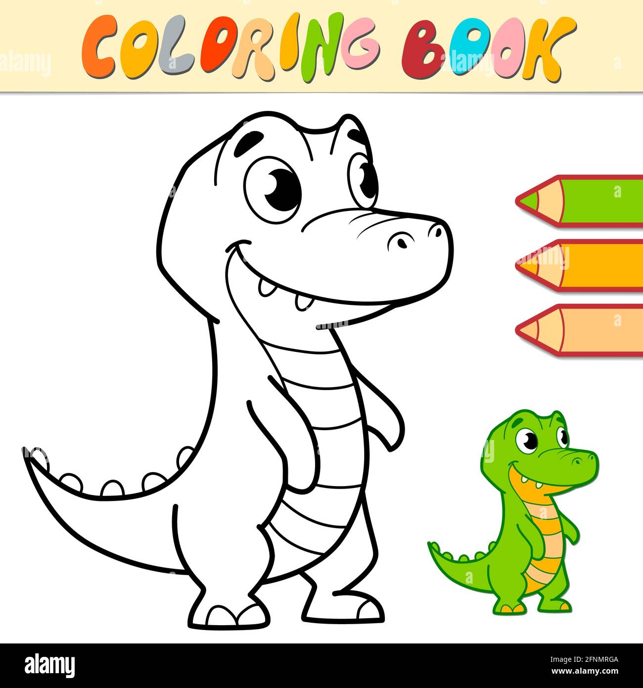 Libro para colorear o pãgina para niãos ilustraciãn en blanco y negro de cocodrilo fotografãa de stock
