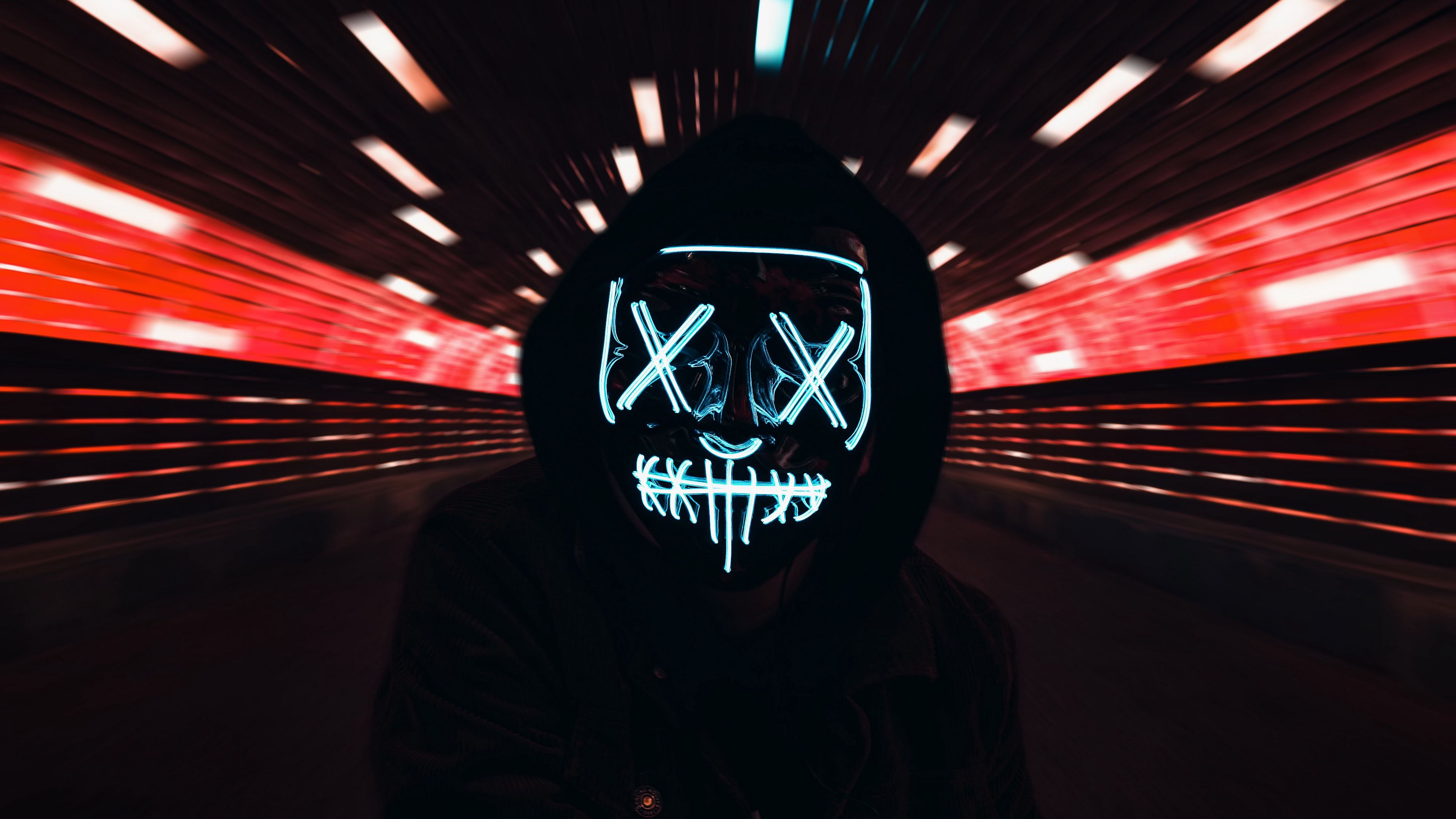 Wallpaper id mask neon hood light movement k free download