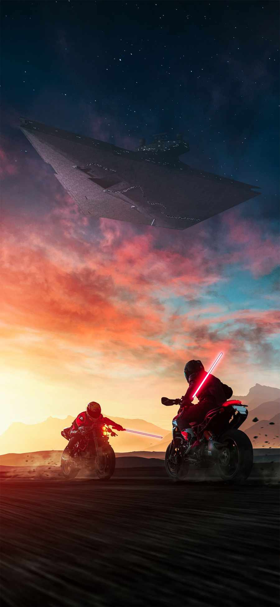 Bikers with lightsaber iphone wallpaper