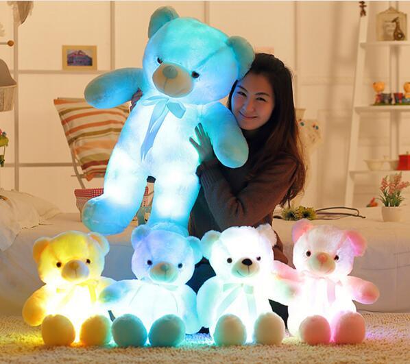 Colorful lighting up plush stuffed teddy bear doll toys