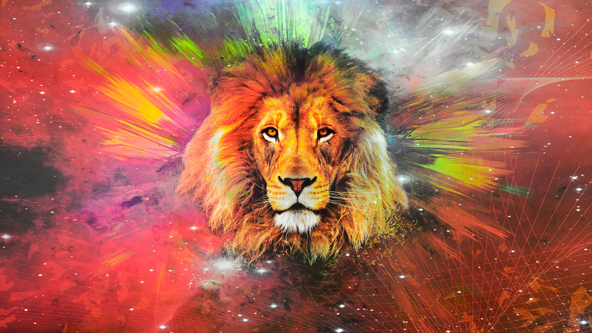Lion galaxy art hd wallpaper