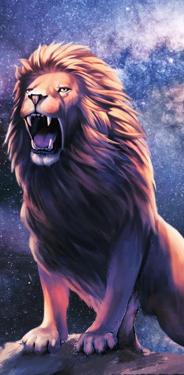 Roaring galaxy lion wallpaper by mysticshadowxx