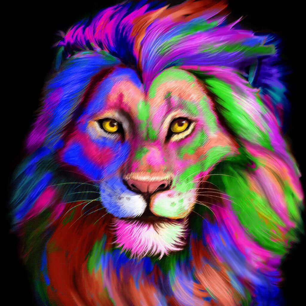 Rainbow lion colorful lion phone wallpaper cat art