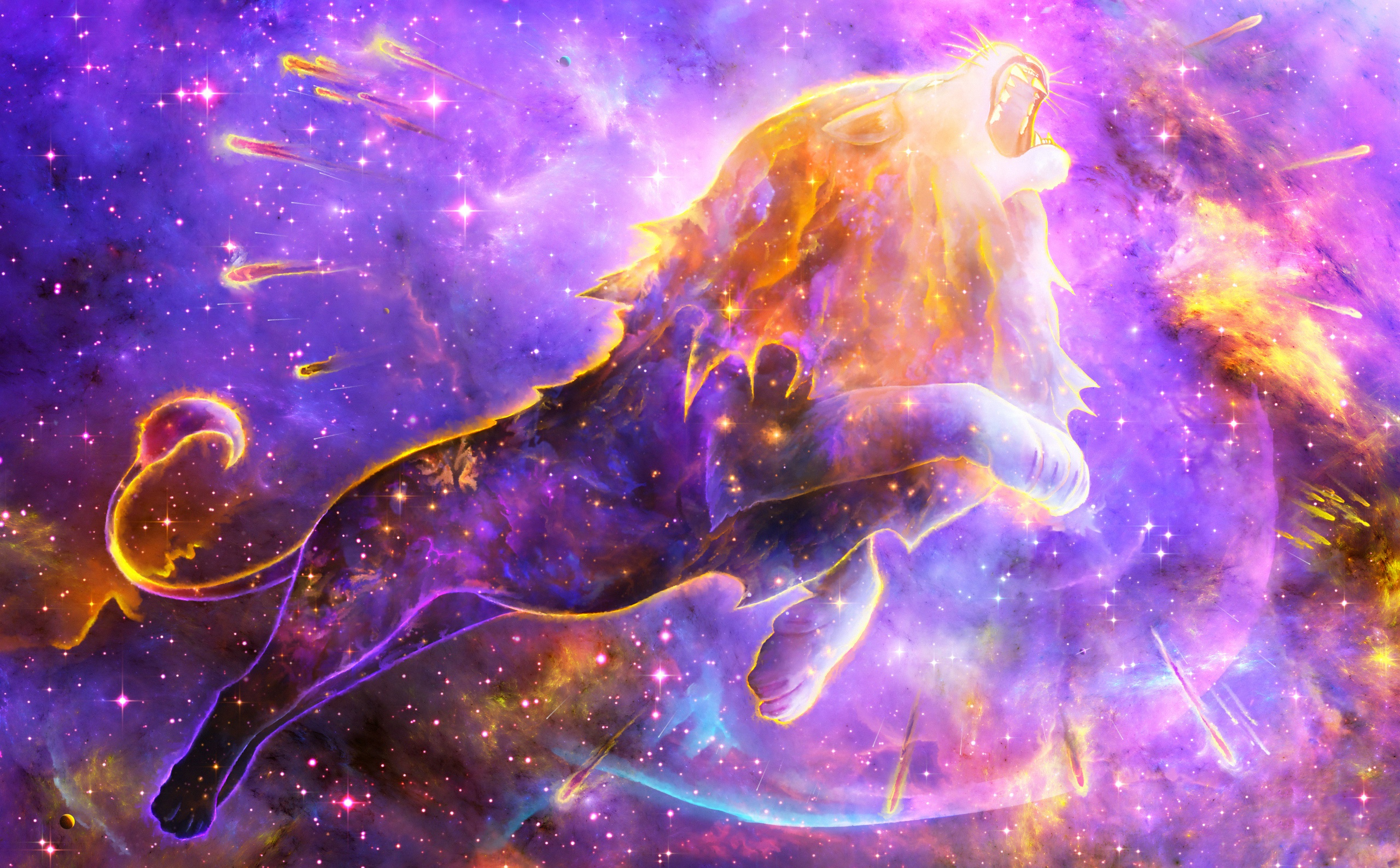 Ile fantasy stars lion nebula space colorful fantasy animals download the picture for free