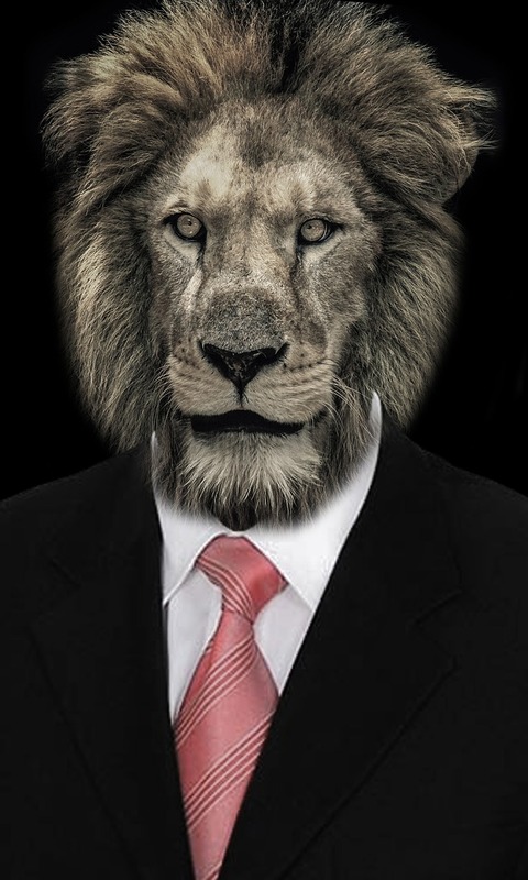 Ile lion animal tie suit humor manipulation download the picture for free