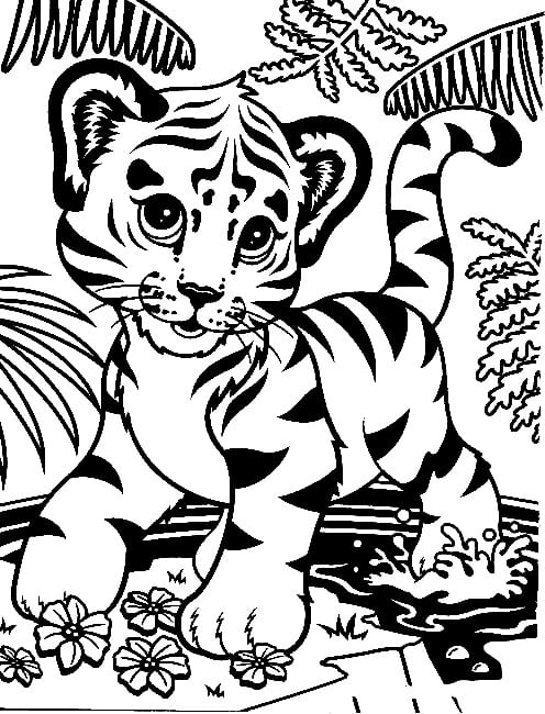 Lisa frank tiger cub coloring page