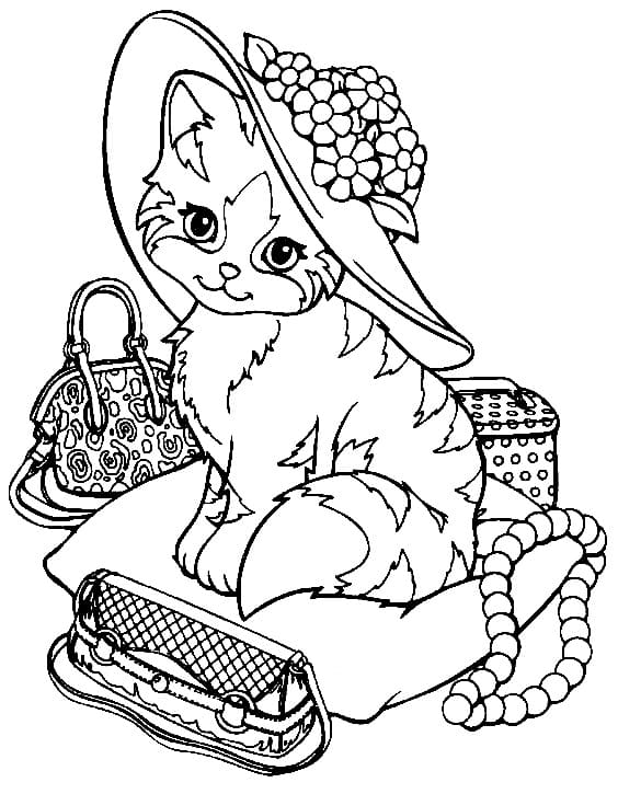 Lisa frank cute cat coloring page