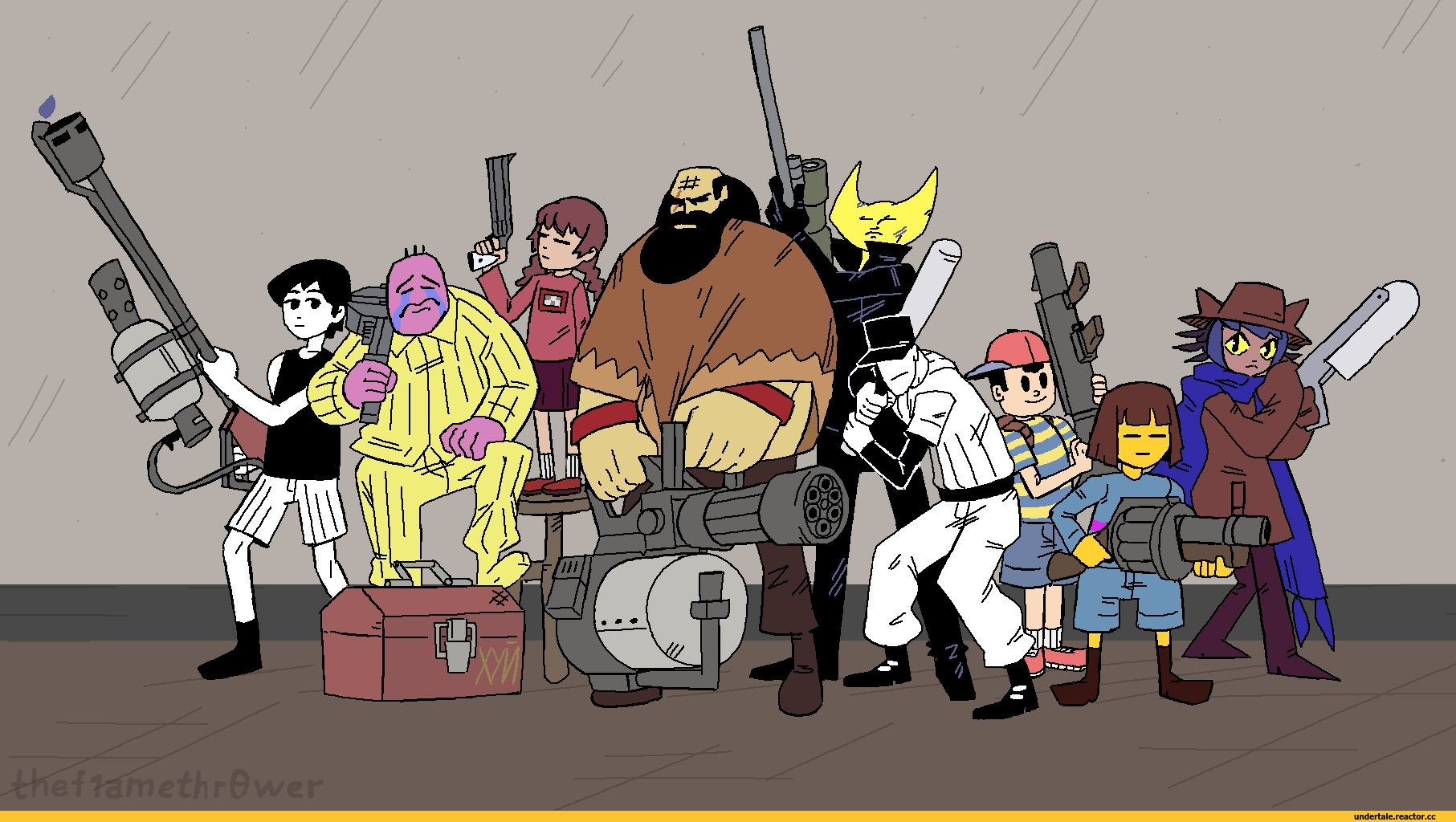 A little wallpaper i found of a bunch of rpg protags posing like the mercs from tf rlisathepainfulrpg