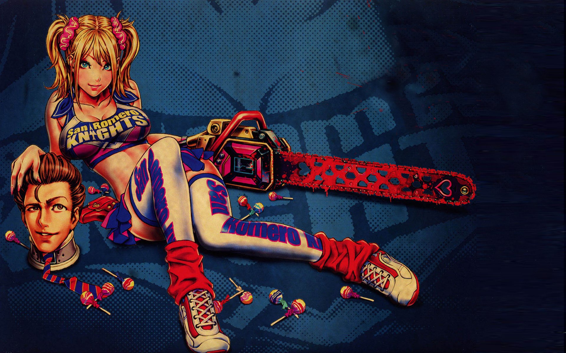 Download wallpaper chainsaw, Lollipop Chainsaw, Juliet Starling, Nick,  Grasshopper Manufacture, section games in resolution 1024x600