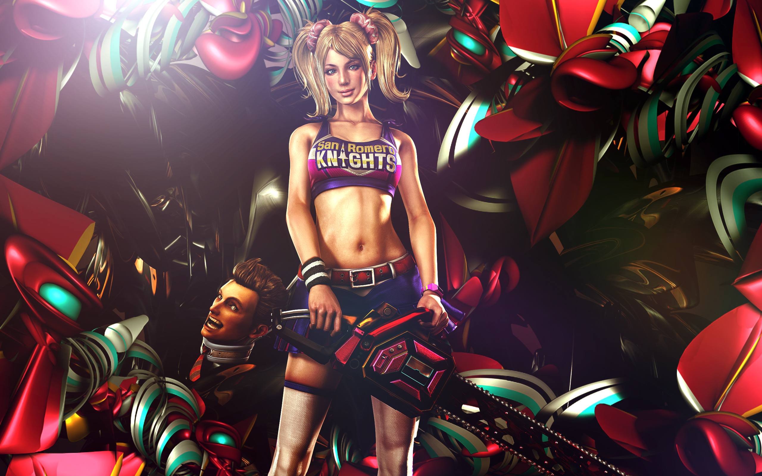 Download wallpaper chainsaw, Lollipop Chainsaw, Juliet Starling, Nick,  Grasshopper Manufacture, section games in resolution 1024x600