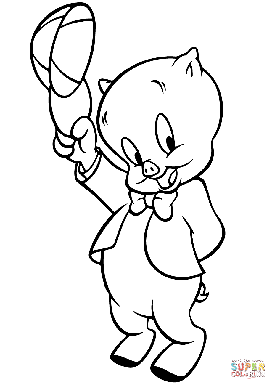 Looney tunes porky coloring page free printable coloring pages