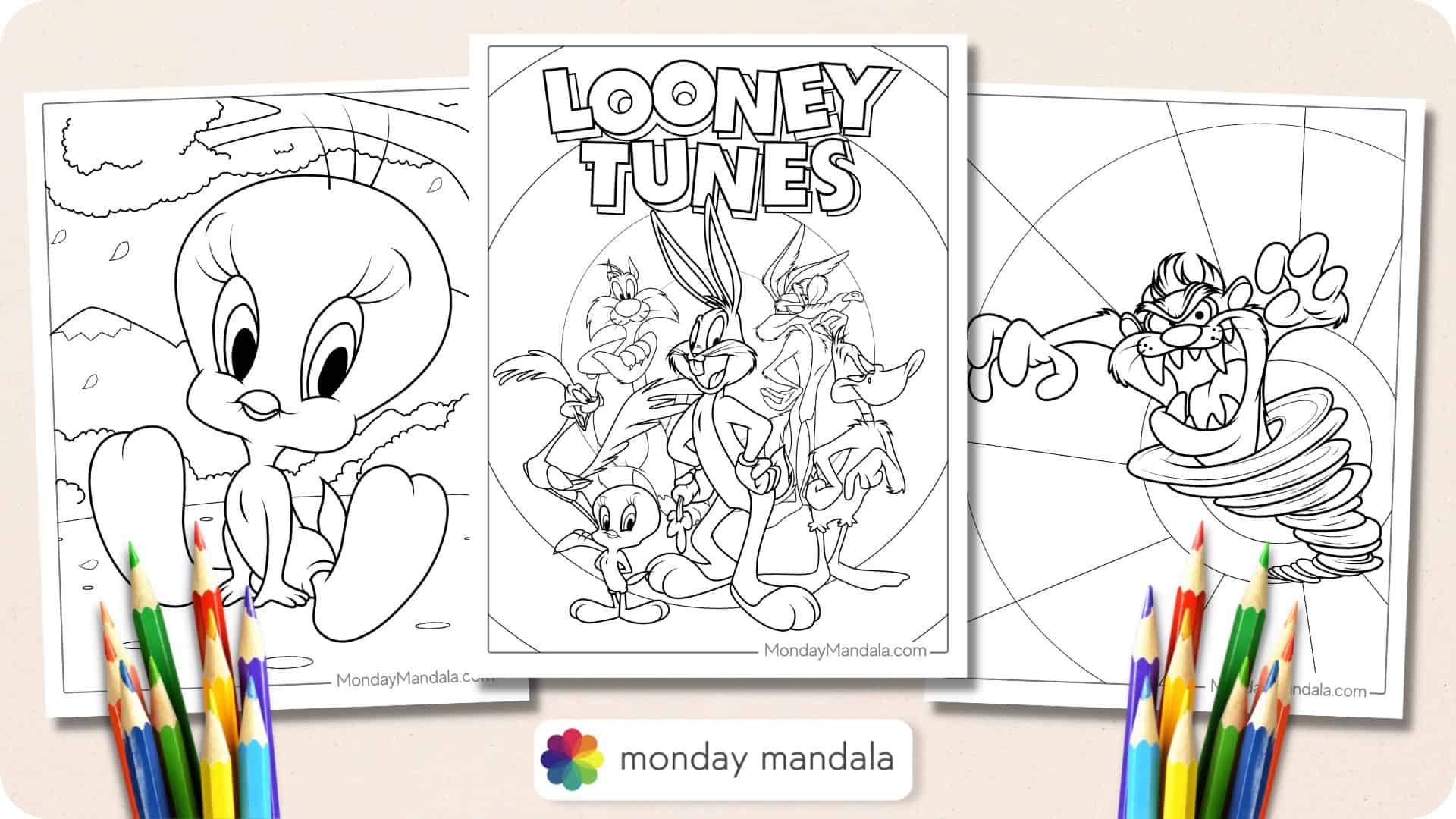 Looney tunes coloring pages free pdf printables