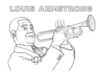 Louis armstrong trumpeter jazz musician coloring page black history month