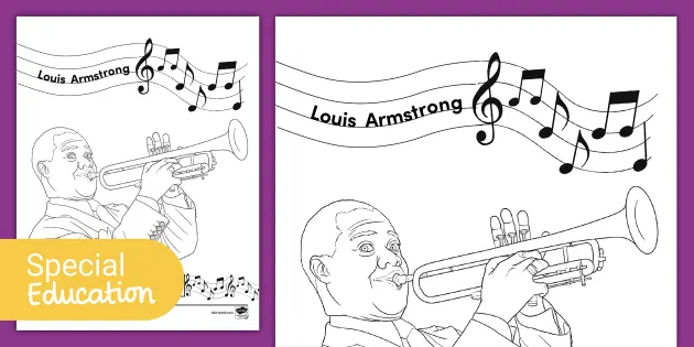 Louis armstrong coloring sheet for older learners
