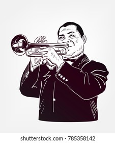 Louis armstrong vector sketch illustration stock vector royalty free