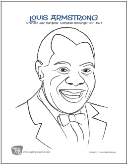 Louis armstrong free jazz artist coloring page