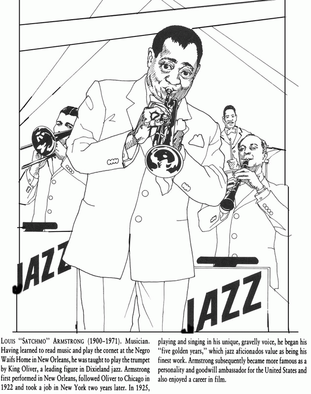 Louis armstrong black history month coloring pages printable