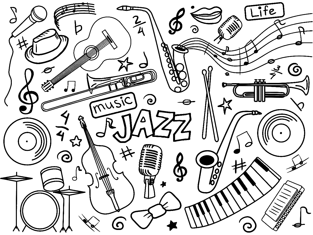 Louis armstrong jazz musician coloring page
