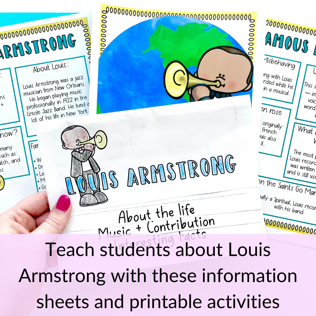 Louis armstrong printable activities posters bulletin board set about jazz for black history month made by teachers