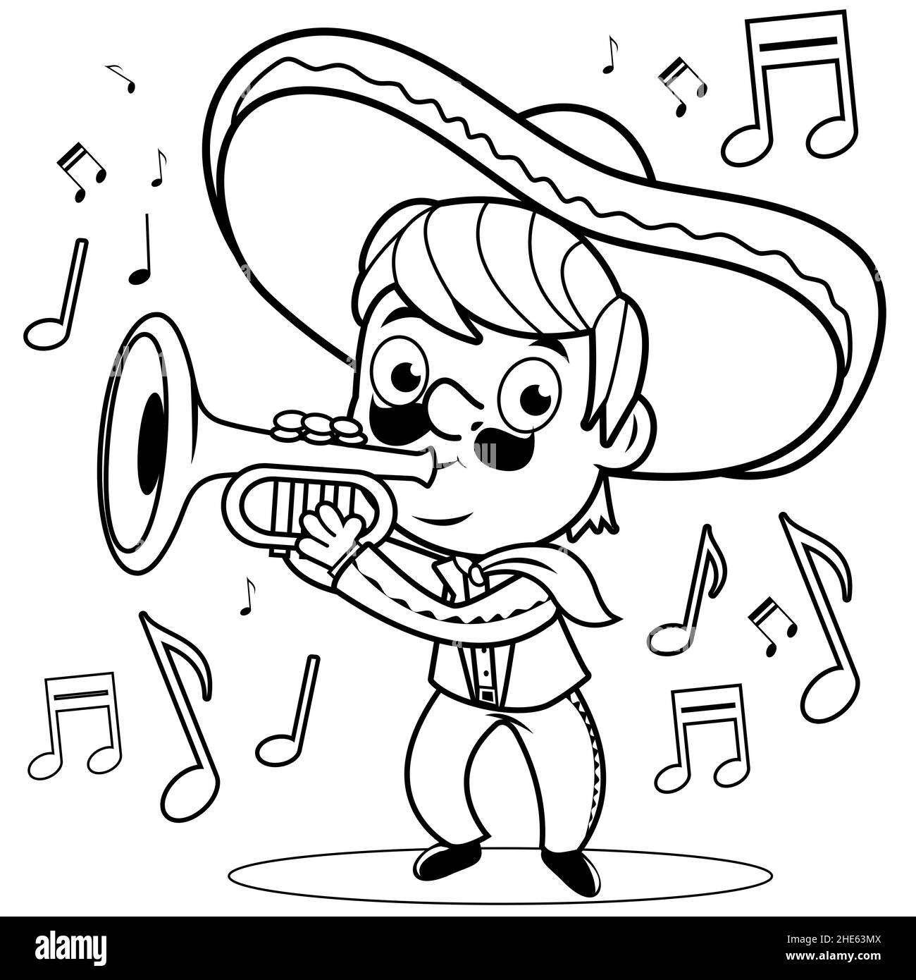 Trumpet drawing black and white stock photos images