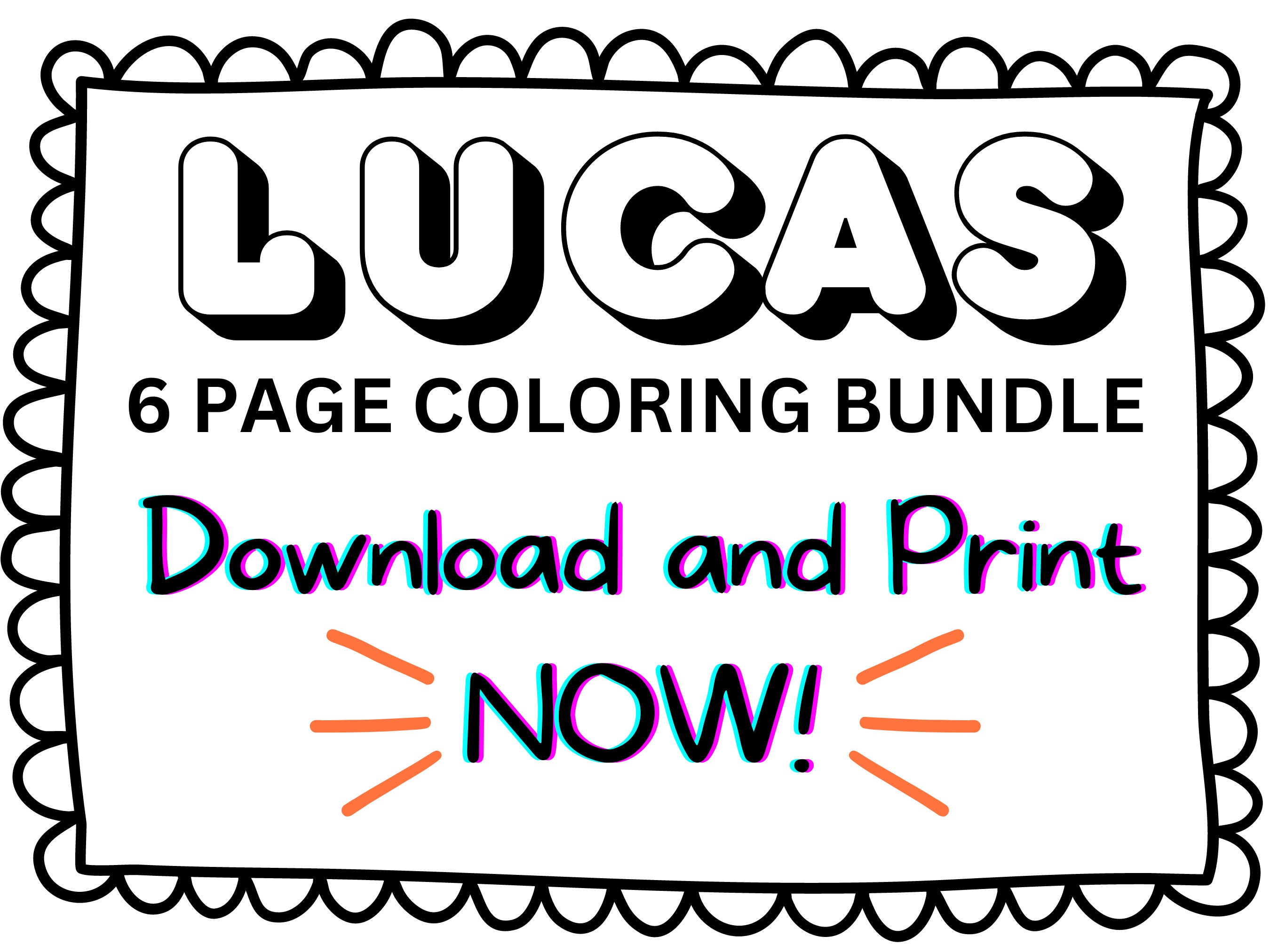 Lucas coloring page printable name coloring page custom coloring personalized gift colouring page kids name sheet